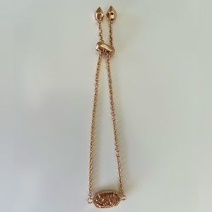 Kendra Scott Elaina Rose Gold Adjustable Chain Bracelet in Rose Gold Drusy